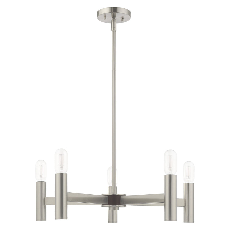 Copenhagen 5-Light Chandelier in Brushed Nickel with Bronze Accents