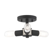 Copenhagen 3-Light Semi-Flush Mount in Black with Brushed Nickel Accents