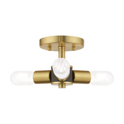 Copenhagen 3-Light Semi-Flush Mount in Satin Brass with Bronze Accents