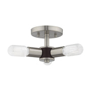 Copenhagen 3-Light Semi-Flush Mount in Brushed Nickel with Bronze Accents