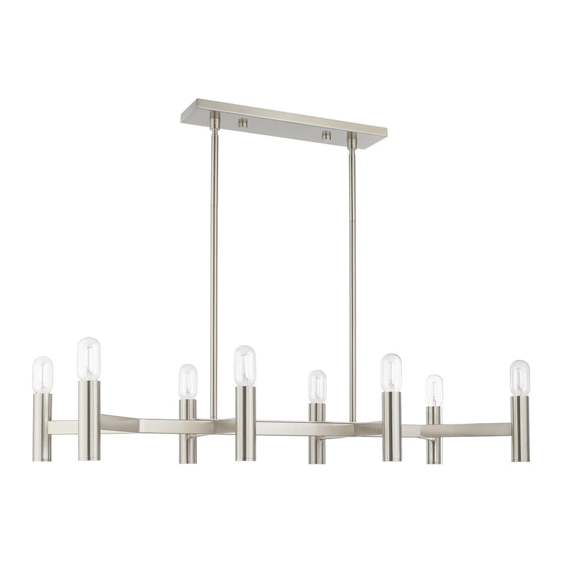 Copenhagen 8-Light Linear Chandelier in Brushed Nickel