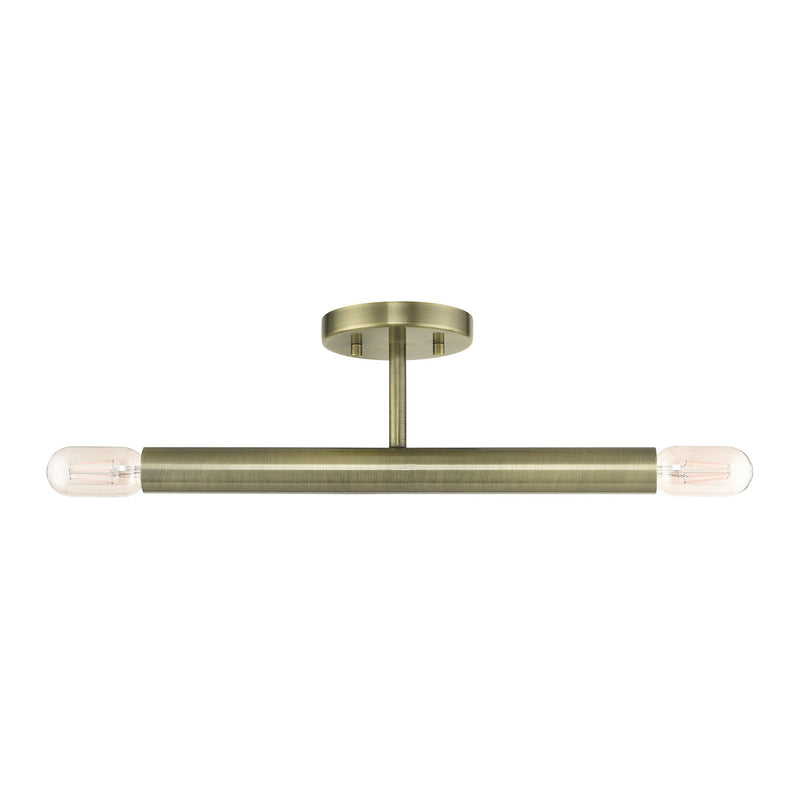 Copenhagen 2-Light Semi-Flush Mount in Antique Brass