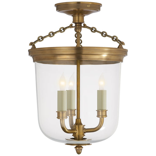 Merchant 3-Light Semi-Flush Mount in Hand-Rubbed Antique Brass