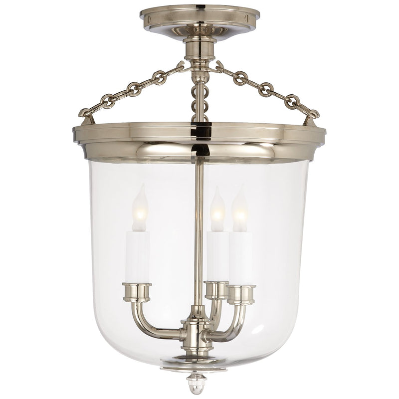 Merchant 3-Light Semi-Flush Mount in Polished Nickel