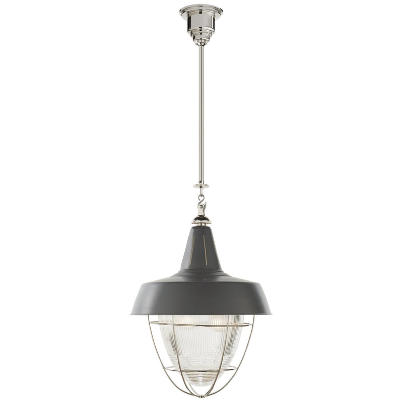 Henry Industrial 2-Light Pendant in Polished Nickel