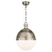 Hicks Large 2-Light White Glass Pendant in Antique Nickel