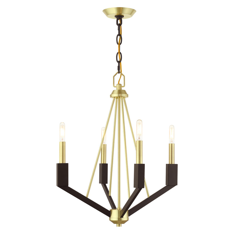 Beckett 4-Light Chandelier in Satin Brass and Bronze