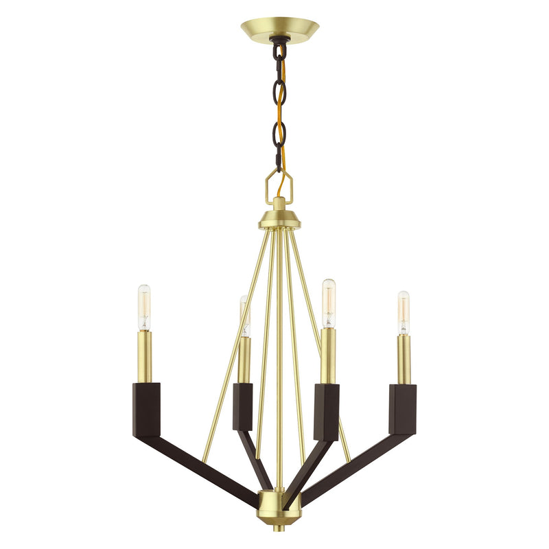 Beckett 4-Light Chandelier in Satin Brass and Bronze