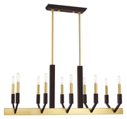 Beckett 10-Light Linear Chandelier in Satin Brass & Bronze