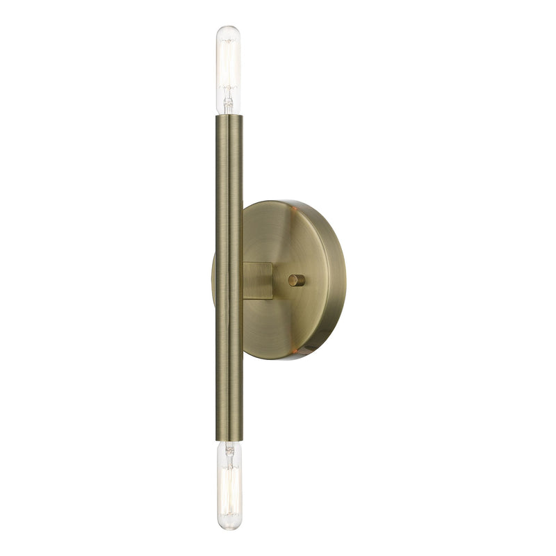 Copenhagen 2-Light Candelabra ADA Wall Sconce in Antique Brass