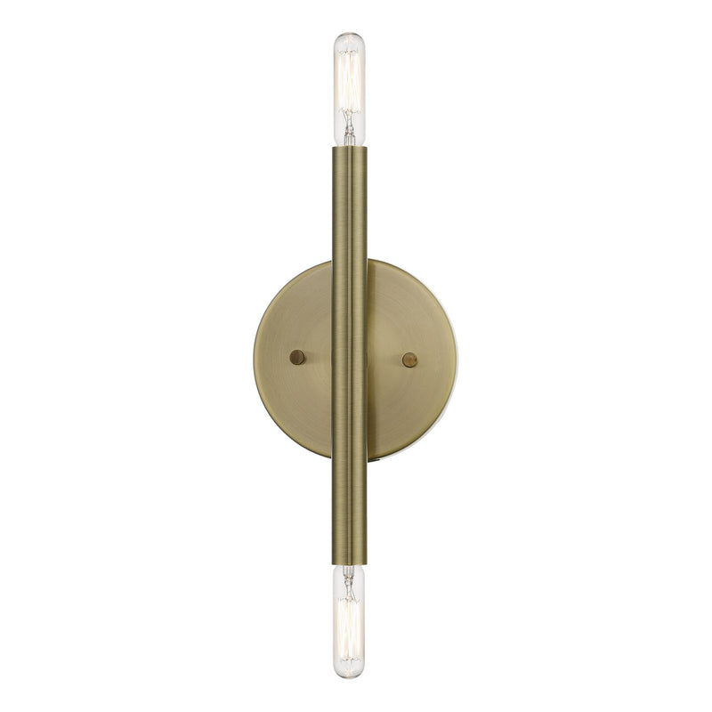Copenhagen 2-Light Candelabra ADA Wall Sconce in Antique Brass