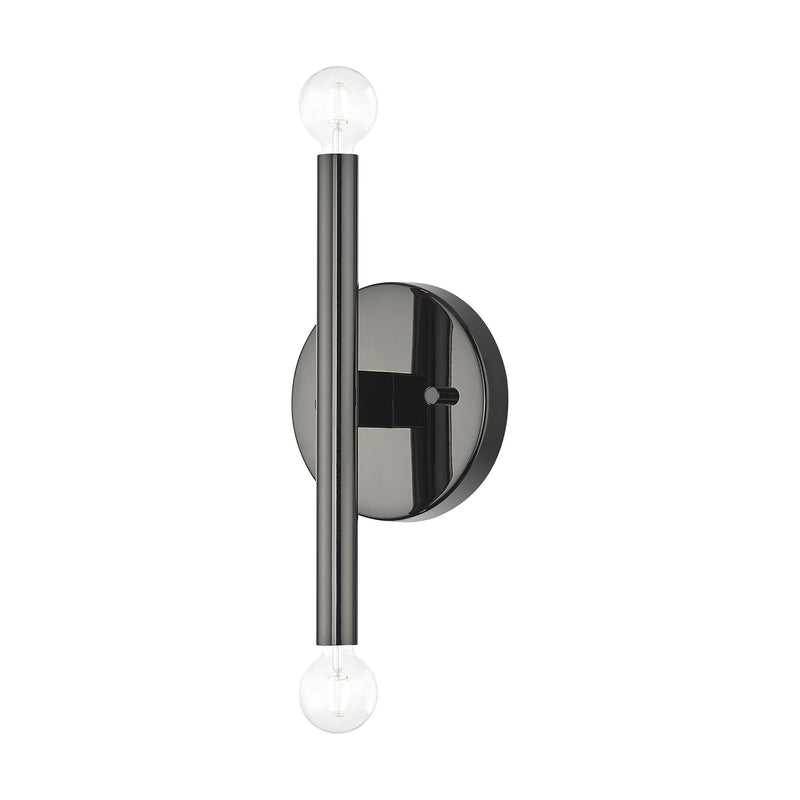 Copenhagen 2-Light Candelabra ADA Wall Sconce in Black Chrome