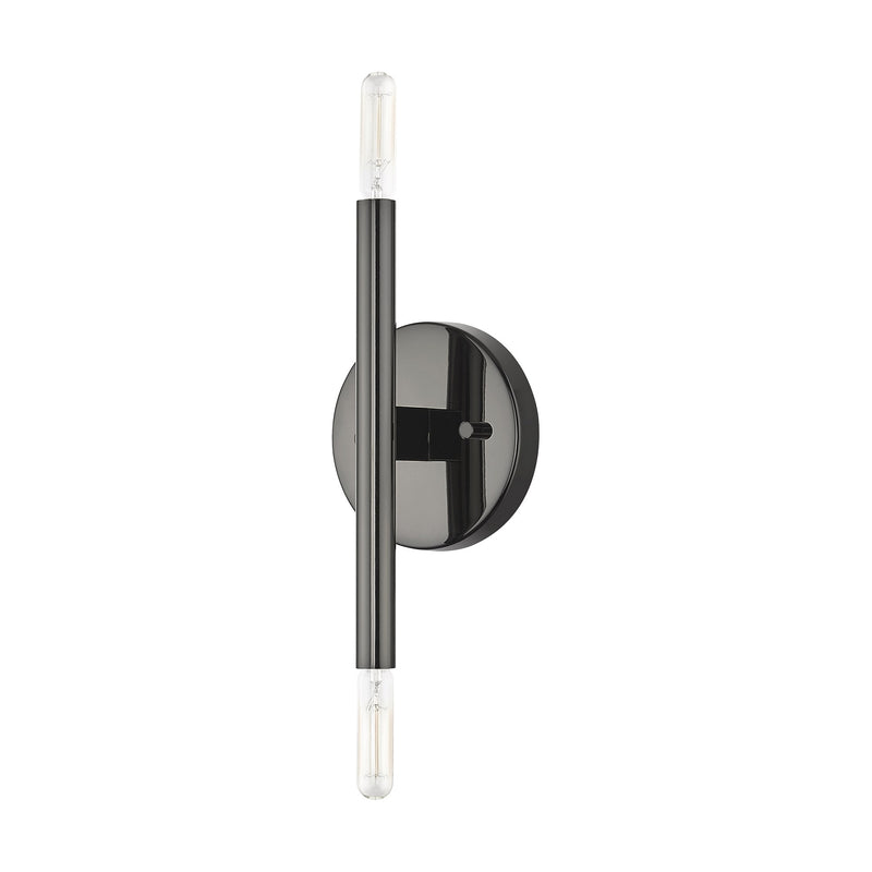Copenhagen 2-Light Candelabra ADA Wall Sconce in Black Chrome