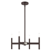 Copenhagen 4-Light Mini Chandelier in Bronze with Brushed Nickel Accents