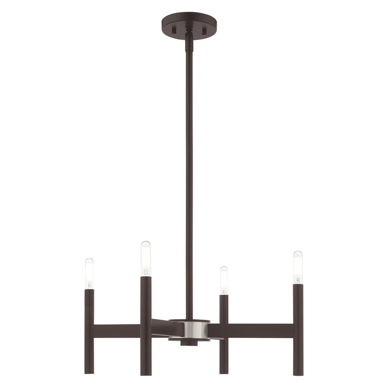 Copenhagen 4-Light Mini Chandelier in Bronze with Brushed Nickel Accents