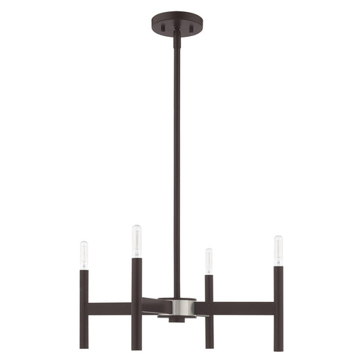 Copenhagen 4-Light Mini Chandelier in Bronze with Brushed Nickel Accents