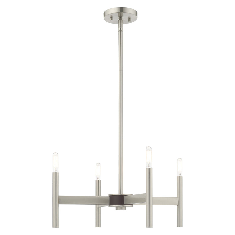 Copenhagen 4-Light Mini Chandelier in Brushed Nickel with Bronze Accents