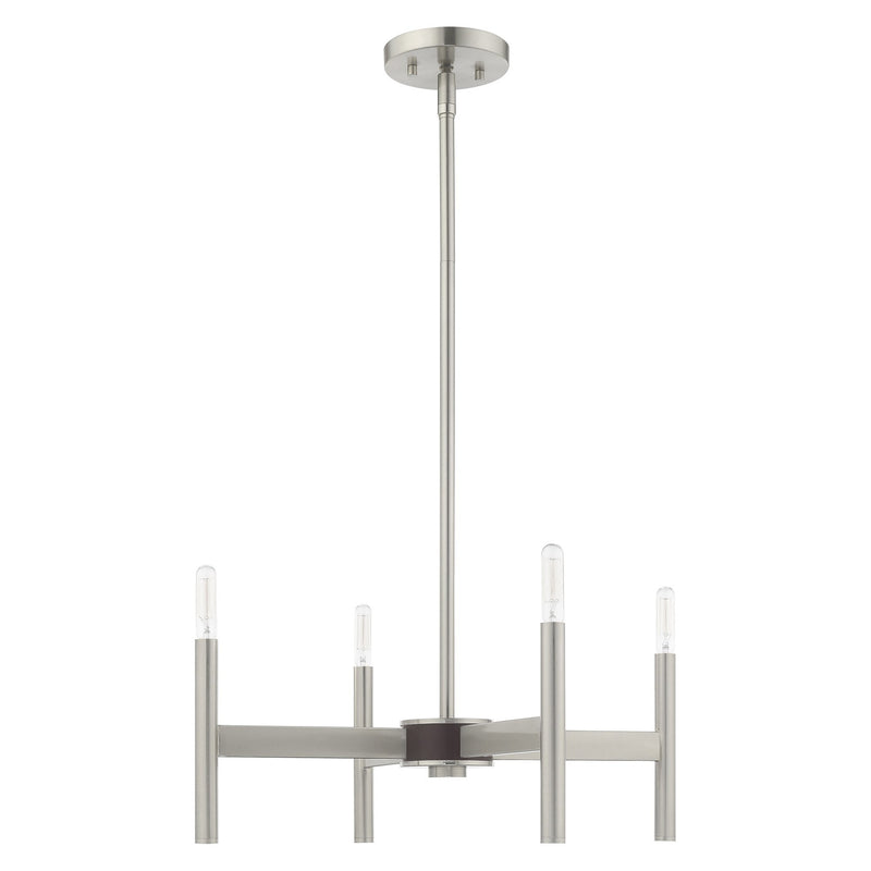 Copenhagen 4-Light Mini Chandelier in Brushed Nickel with Bronze Accents