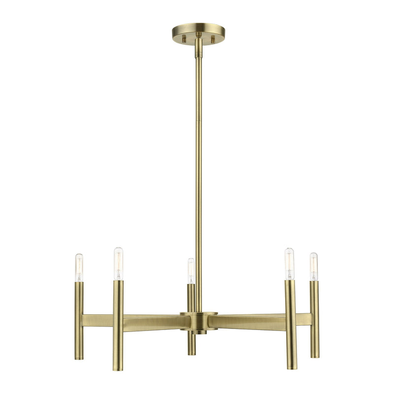 Copenhagen 5-Light Candelabra Chandelier in Antique Brass