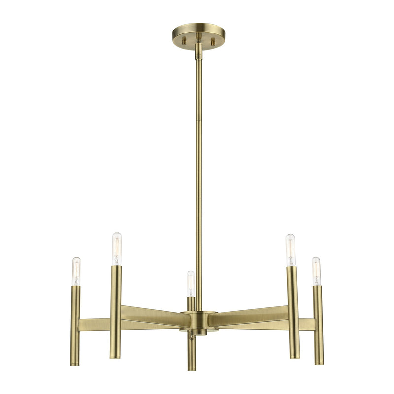 Copenhagen 5-Light Candelabra Chandelier in Antique Brass