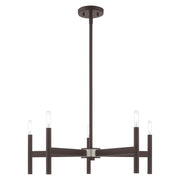 Copenhagen 5-Light Candelabra Chandelier in Bronze with Brushed Nickel Accents