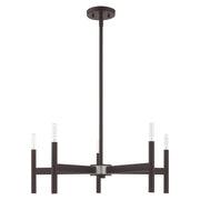 Copenhagen 5-Light Candelabra Chandelier in Bronze with Brushed Nickel Accents