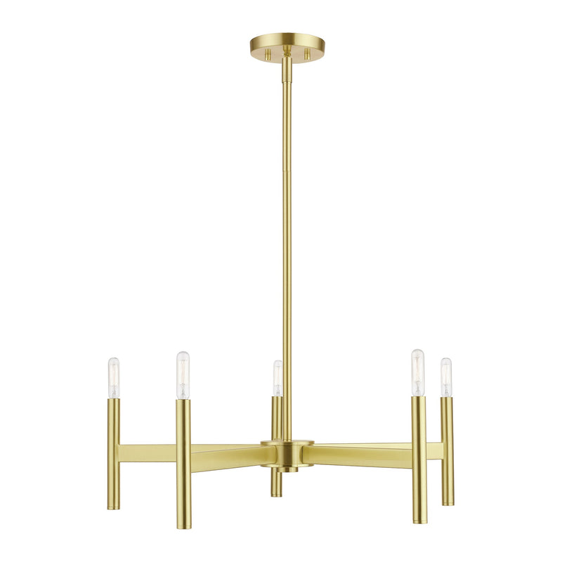 Copenhagen 5-Light Candelabra Chandelier in Satin Brass