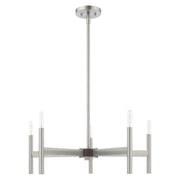 Copenhagen 5-Light Candelabra Chandelier in Brushed Nickel with Bronze Accents