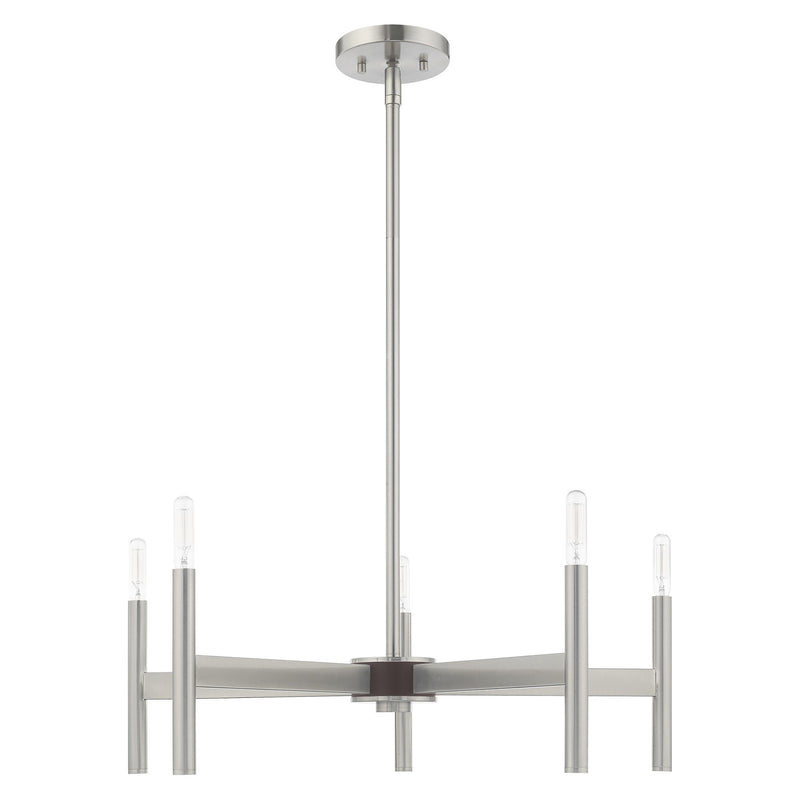 Copenhagen 5-Light Candelabra Chandelier in Brushed Nickel with Bronze Accents