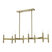Copenhagen 8-Light Candelabra Linear Chandelier in Antique Brass