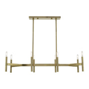 Copenhagen 8-Light Candelabra Linear Chandelier in Antique Brass