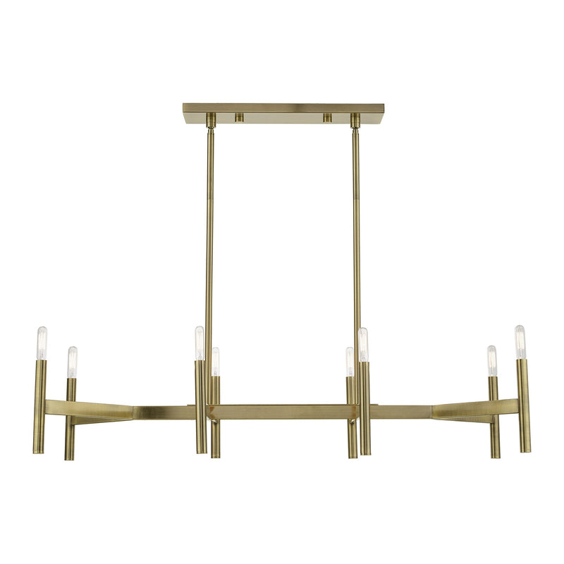 Copenhagen 8-Light Candelabra Linear Chandelier in Antique Brass