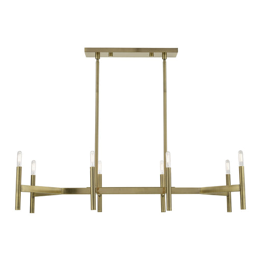 Copenhagen 8-Light Candelabra Linear Chandelier in Antique Brass
