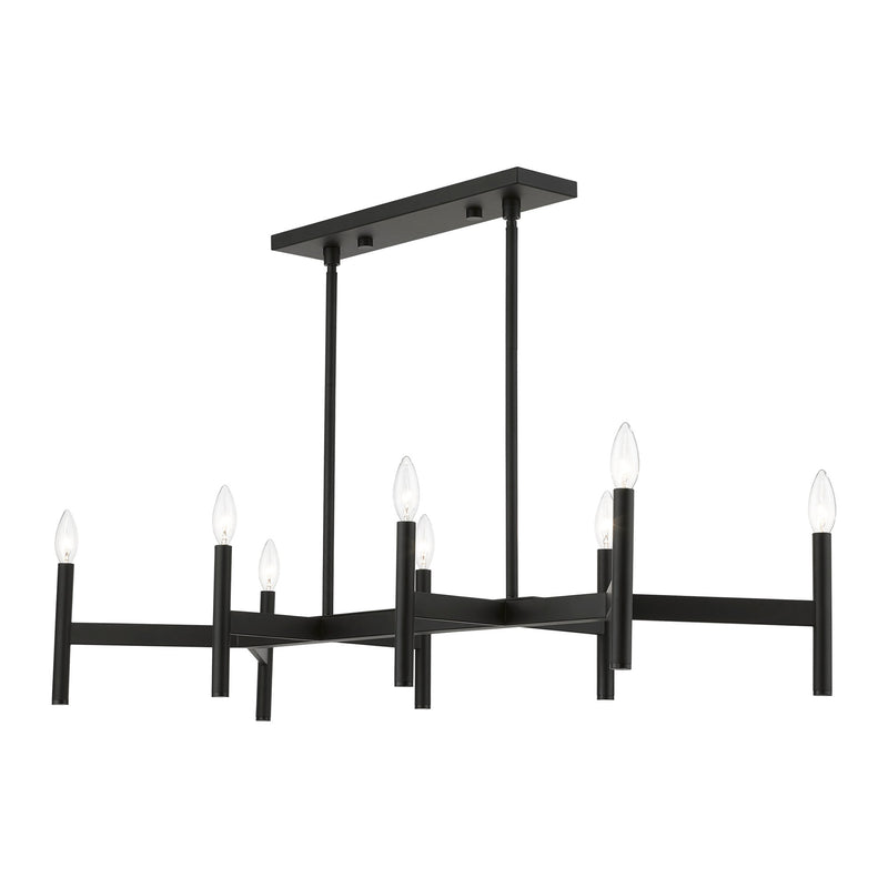 Copenhagen 8-Light Candelabra Linear Chandelier in Black
