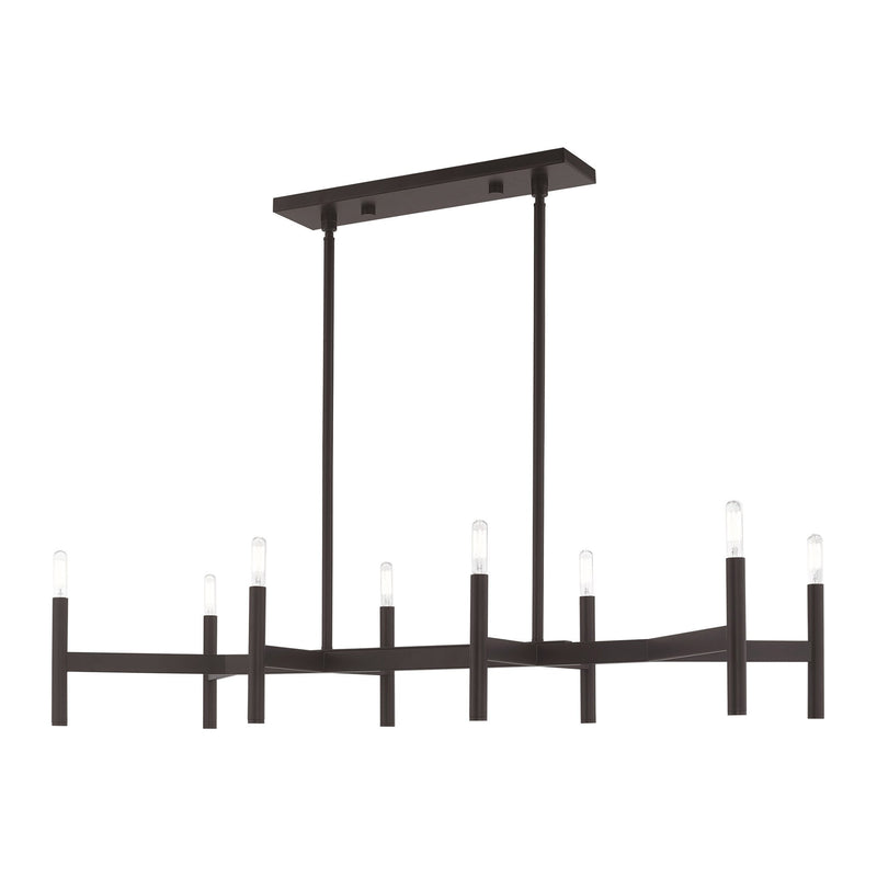 Copenhagen 8-Light Candelabra Linear Chandelier in Bronze