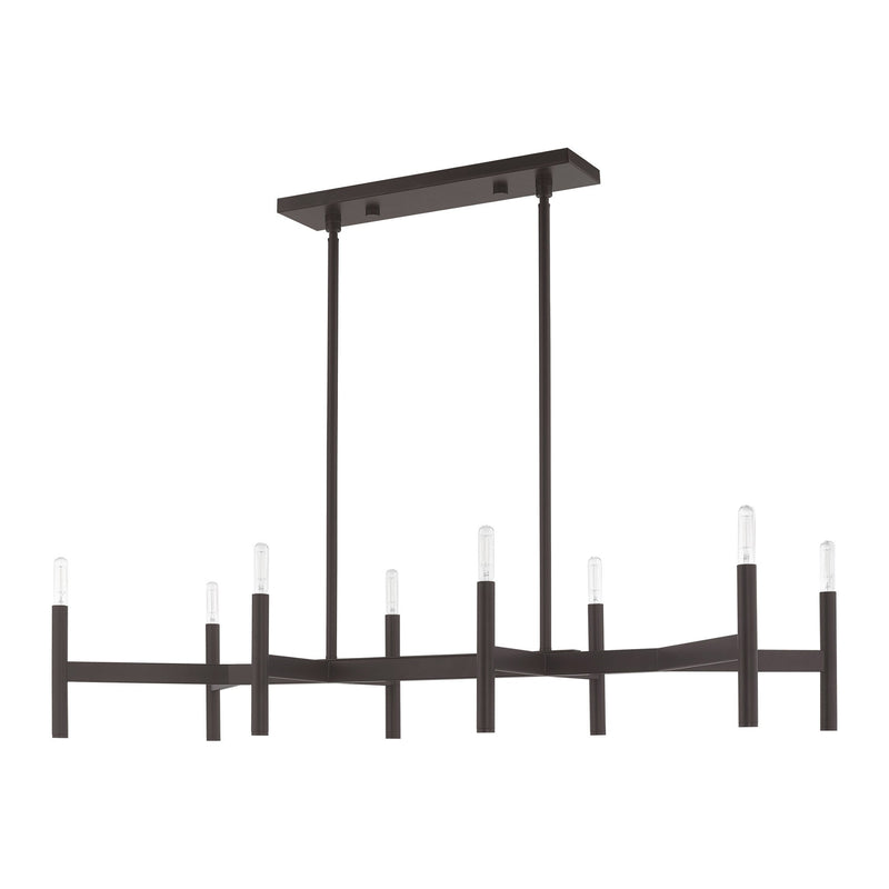 Copenhagen 8-Light Candelabra Linear Chandelier in Bronze