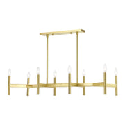 Copenhagen 8-Light Candelabra Linear Chandelier in Satin Brass