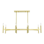 Copenhagen 8-Light Candelabra Linear Chandelier in Satin Brass