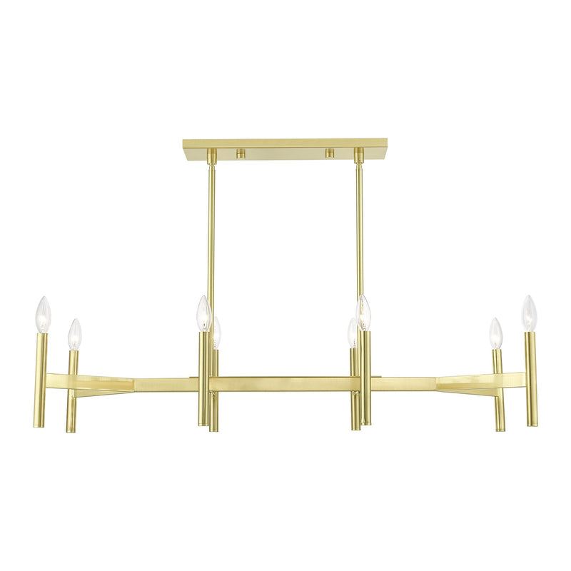 Copenhagen 8-Light Candelabra Linear Chandelier in Satin Brass