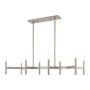 Copenhagen 8-Light Candelabra Linear Chandelier in Brushed Nickel