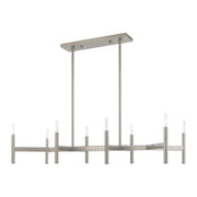 Copenhagen 8-Light Candelabra Linear Chandelier in Brushed Nickel