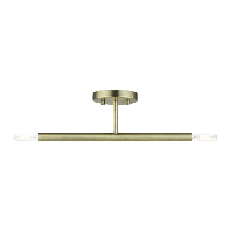 Copenhagen 2-Light Candelabra Semi-Flush Mount in Antique Brass