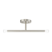 Copenhagen 2-Light Candelabra Semi-Flush Mount in Brushed Nickel