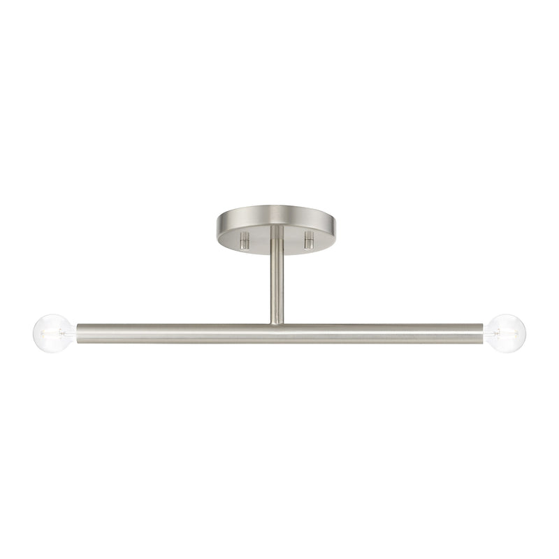 Copenhagen 2-Light Candelabra Semi-Flush Mount in Brushed Nickel