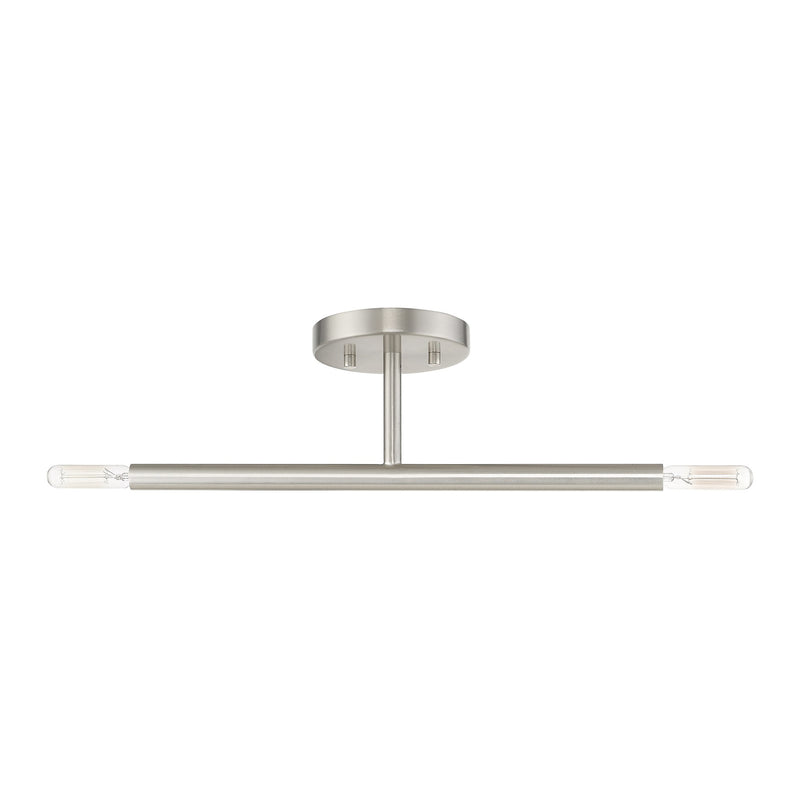 Copenhagen 2-Light Candelabra Semi-Flush Mount in Brushed Nickel