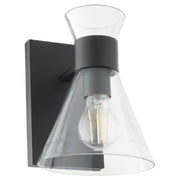 Beldar 1 Light Clear Glass Wall Sconce in Matte Black
