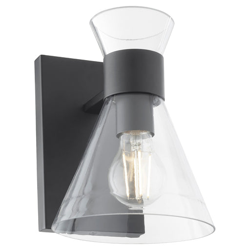 Beldar 1 Light Clear Glass Wall Sconce in Matte Black