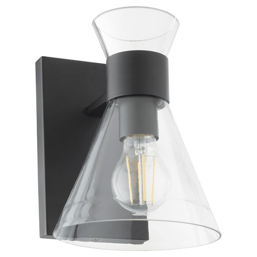 Beldar 1 Light Clear Glass Wall Sconce in Matte Black