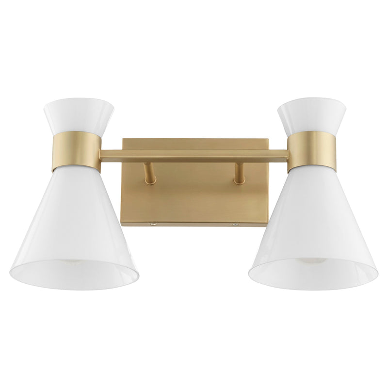 Beldar 2 Light Vanity in Aged Brass