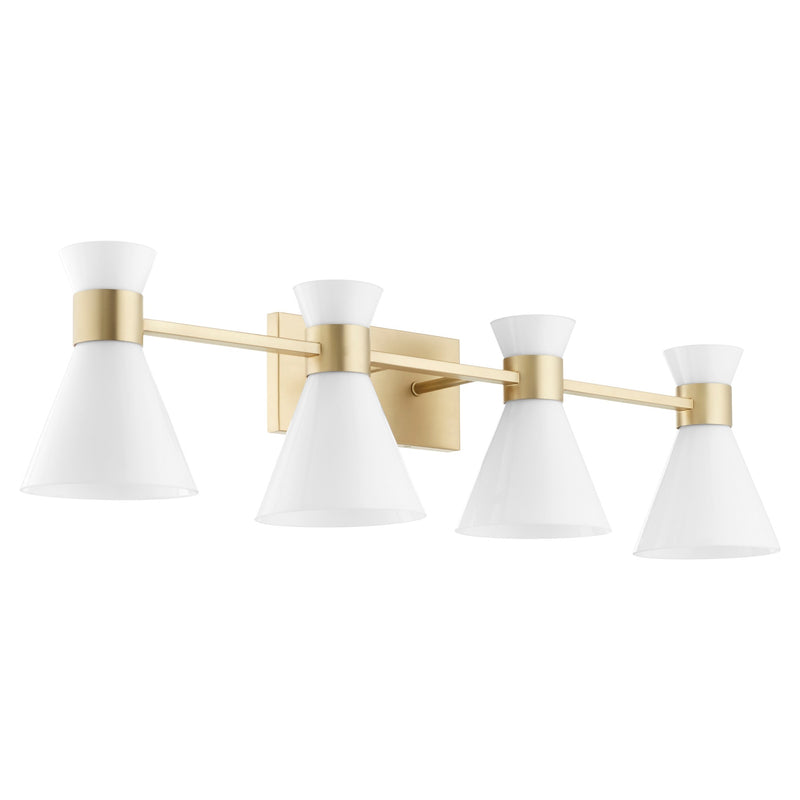 Beldar 4 Light Vanity in Aged Brass